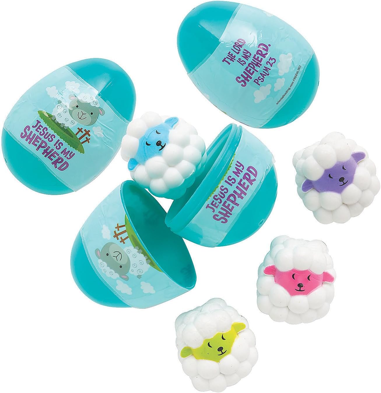 Fun Express Psalm 23 Prize-Filled Plastic Easter Eggs 3" - 12 Pieces
