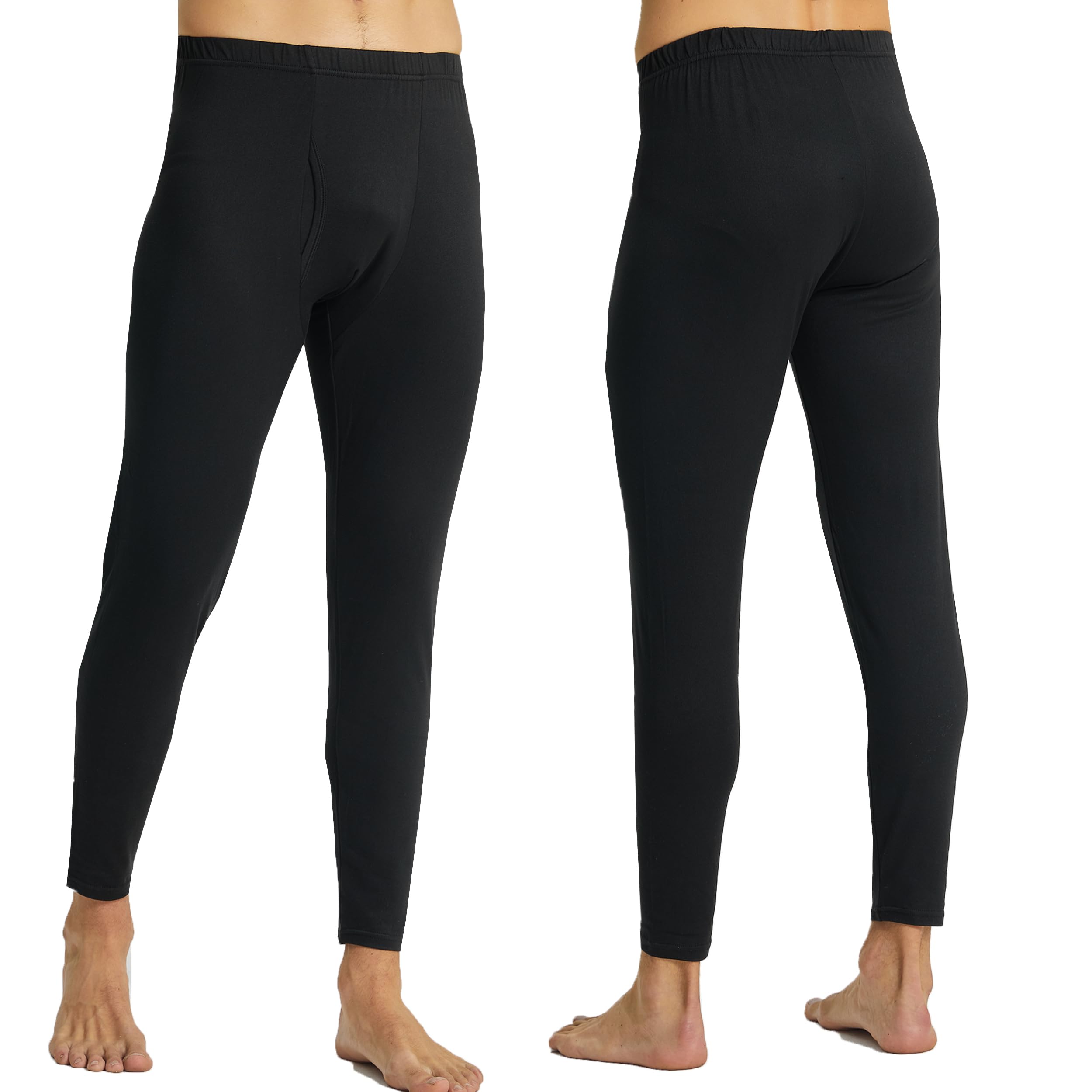 Lot de 2 Caleçons Thermiques Homme Hiver sous-vêtements Chauffants Polaire Ultra Doux Collants Longs pour Ski Sport Vie Quotidienne Leggings pour la Maison