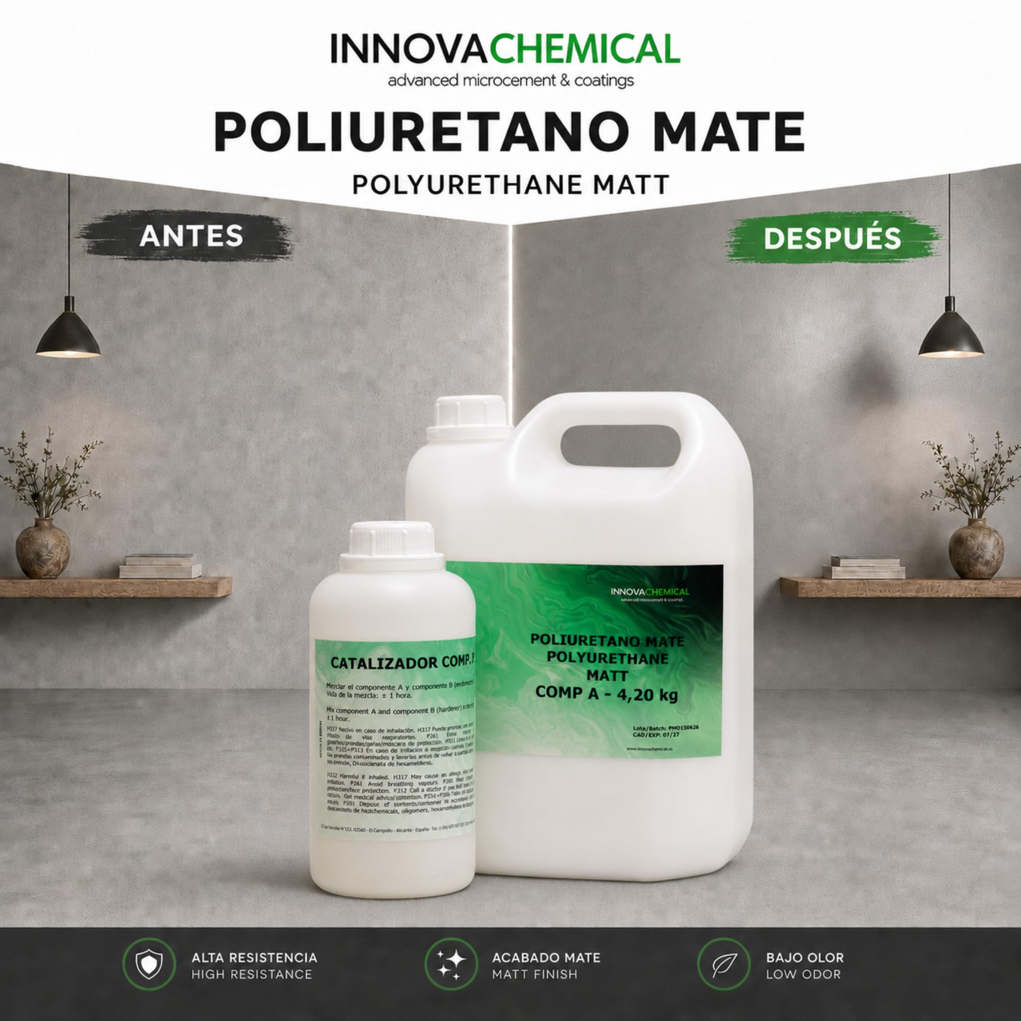 Barniz Poliuretano al Agua 2C Mate 5kg para Microcemento