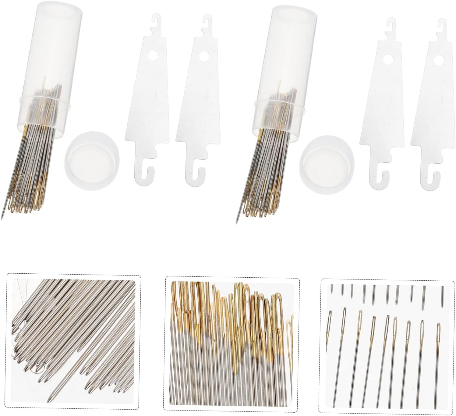 OSALADI 2sets Easy Threading Needles Durable Embroidery Accessories for Cross-Stitch and Weaving Includes Convenient Sewing Tools for Crafts and Garments