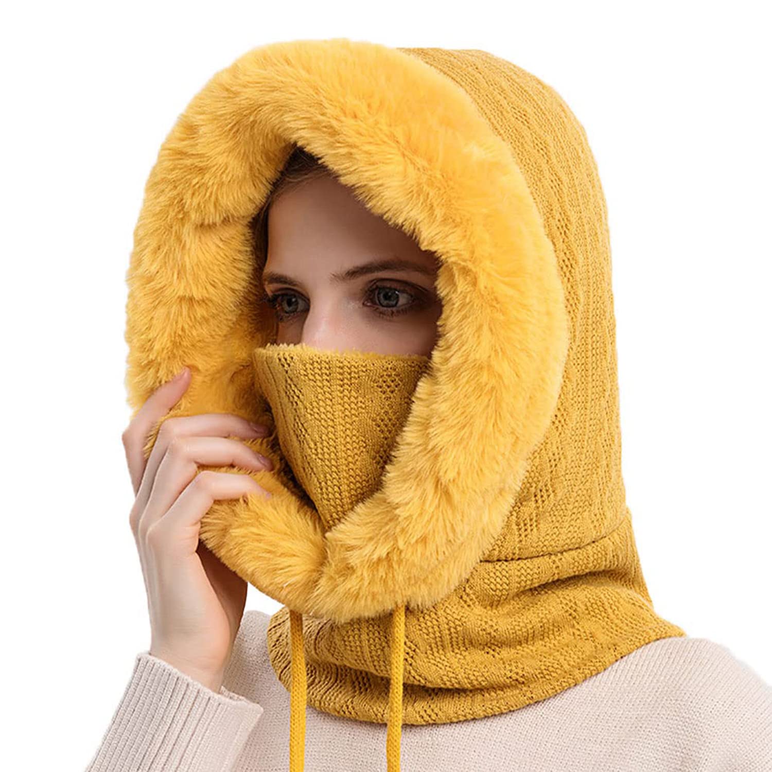 JFAN Gorro Invierno Mujer Térmico Pasamontañas Mujer Invierno Gorros Resistente Al Viento CáLido Y Suave Adecuado para Esquiar Ciclismo Talla única