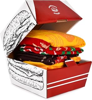 Stocking Stuffers for Men Women, Funny Food Burger Socks Box Gifts for Women Men Kids Teens,Christmas Gifts for Women Teens,3 Pairs Novelty Funny Mens Socks