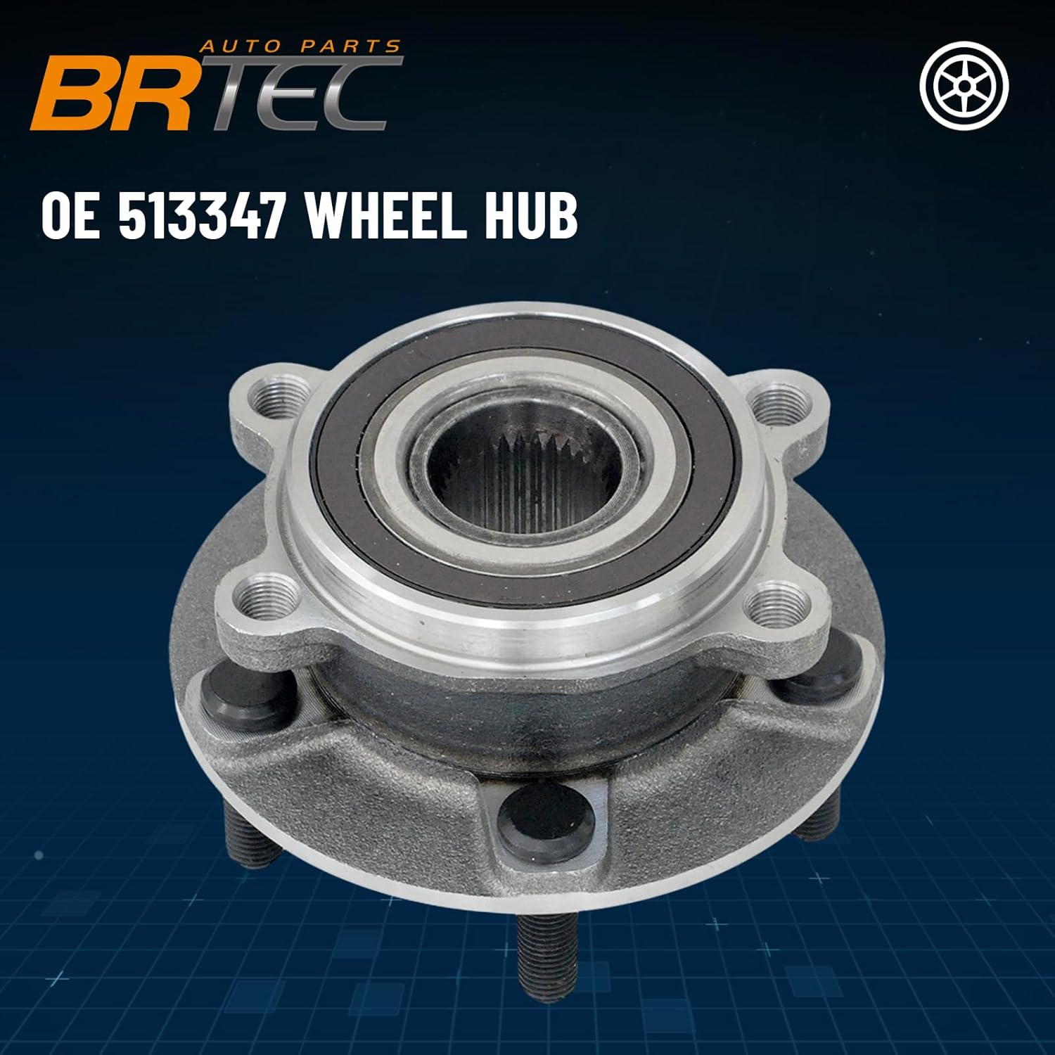 513347 Front Wheel Hub and Bearing Assembly for Mazda 6 2014-2019, CX-5 2013-2022, 5Lugs, Steel, Roller Bearing, Automotive Part