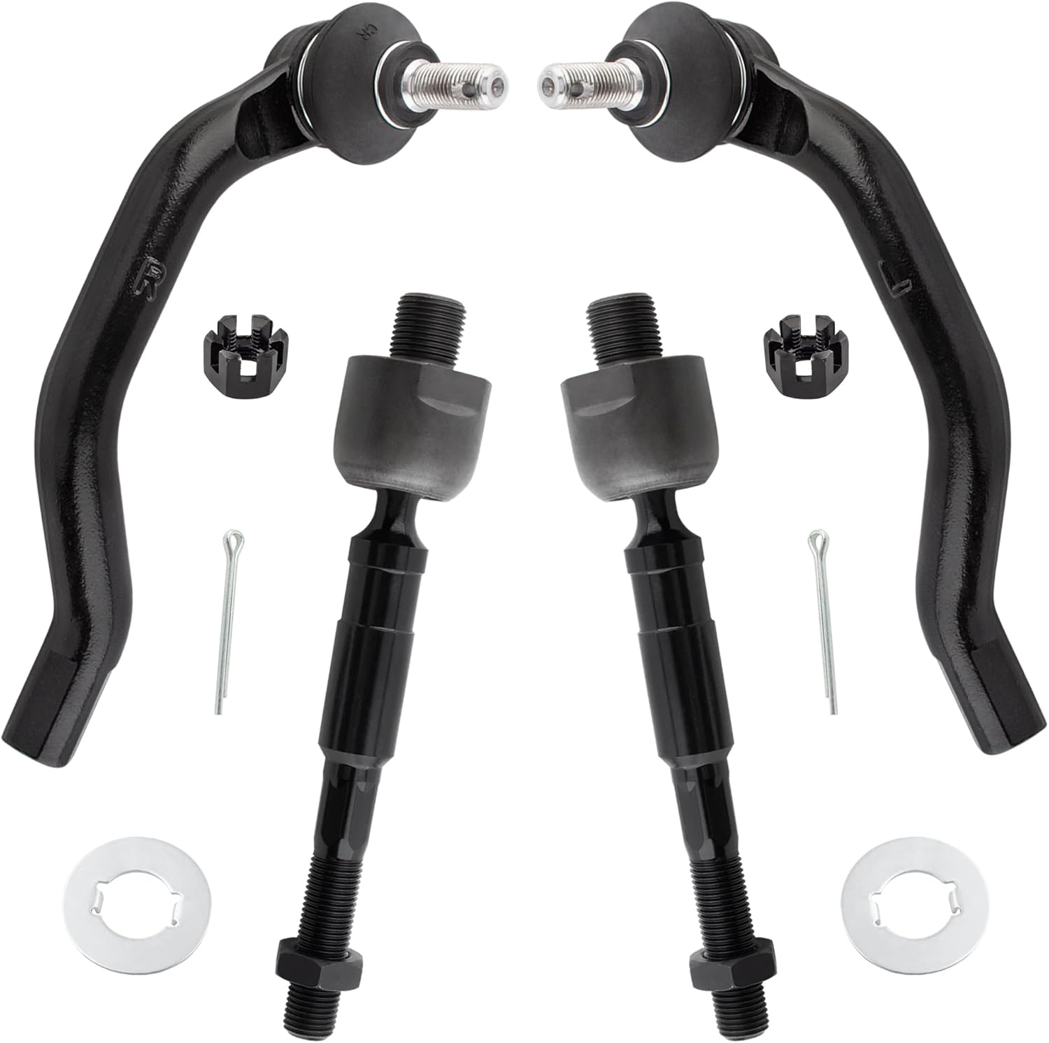 4 PCS Front Inner and Outer Tie Rod End Kit EV800246, ES800374, ES800373 Fits 2006 2007 2008 2009 2010 2011 for Honda Civic 1.8L L4 1799cc