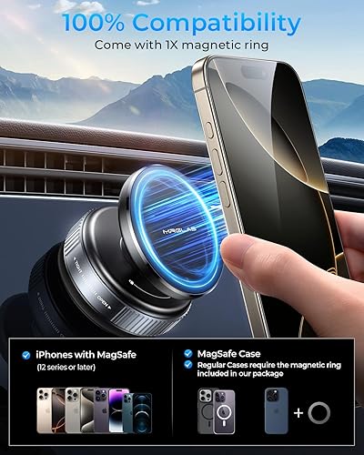 Miniatura 8 de Soporte magnético de teléfono mejorado al vacío de 360 succión más fuerte y ultra magnético Soporte de teléfono para automóvil para ventosa MagSafe,