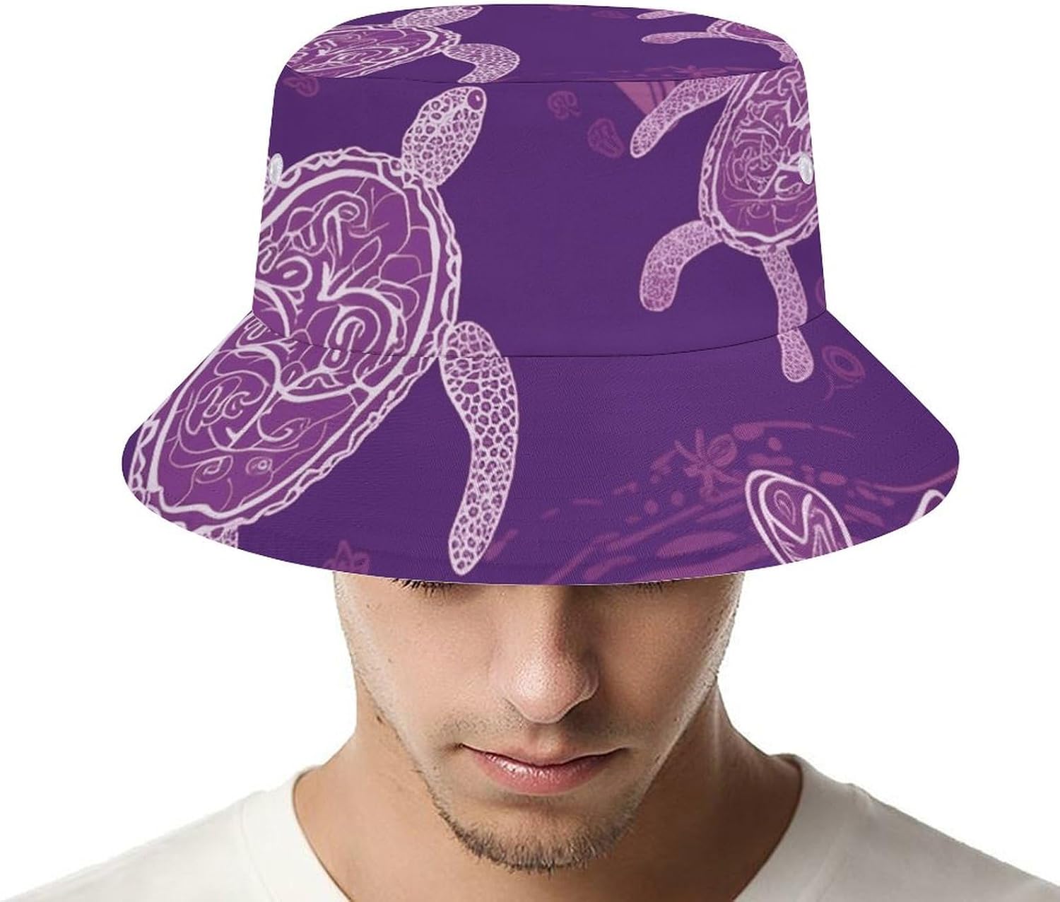 Hawaii with Purple Sea Turtle Bucket Hat Packable Sun Hats Travel Summer Beach Fisherman Cap for Women Men Teens