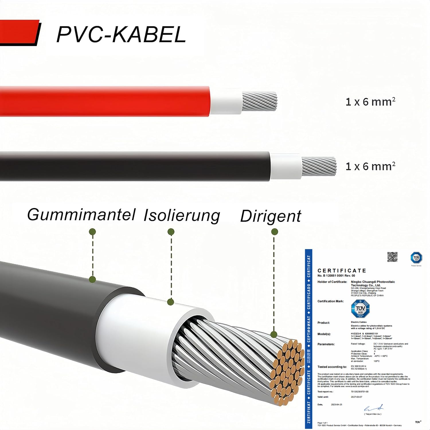 Kabel solarny 6 mm², kabel przedłużający z wtyczką solarną, adapter solarny, fotowoltaiczny kabel solarny czerwony + czarny, do elektrowni balkonowej, panelu słonecznego, RV (10 m kabel solarny 6 mm²)