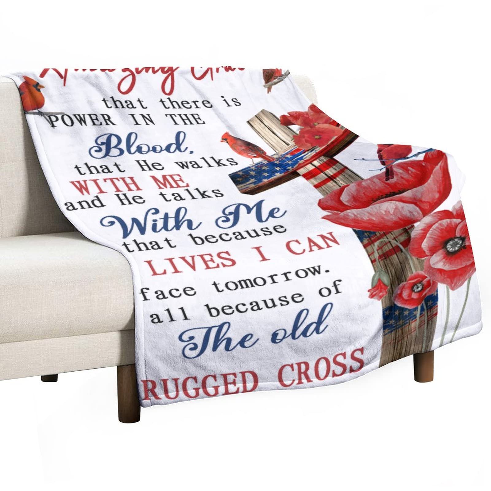 Couverture I Still Believe in Amazing Grace plaid oiseaux rouges réconfort