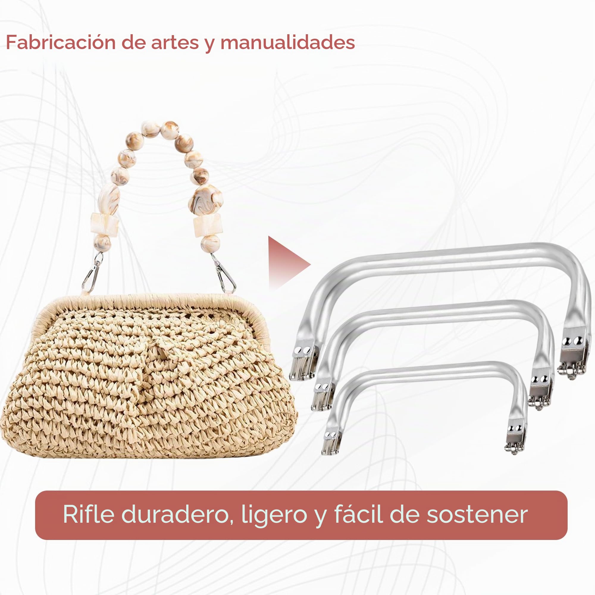 Pack de 3 Cierres Ocultos de Cartera, Asas en Forma de U, Marco de Repuesto de Aluminio, Cierre de Bolsas, Bricolaje, Bolsa de Cierre para Bolsa de Cena 25cm x 9,5cm,22cm cm y18cm x 9,2cm