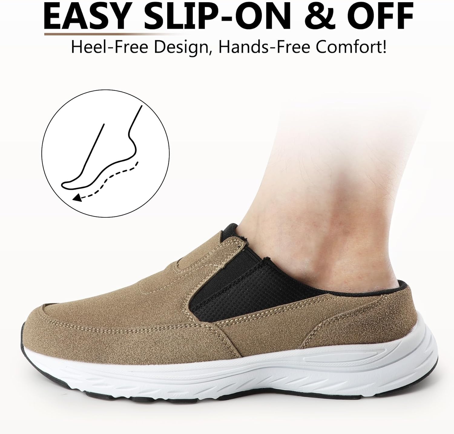 riemot Mules for Men Slip On Shoes Comfort Open Back Loafers Indoor Outdoor House Slippers Casual Closed Toe Clogs Lightweight Sneakers Non Slip Walking Shoe US9-14（Full & Half Sizes） - Image 4