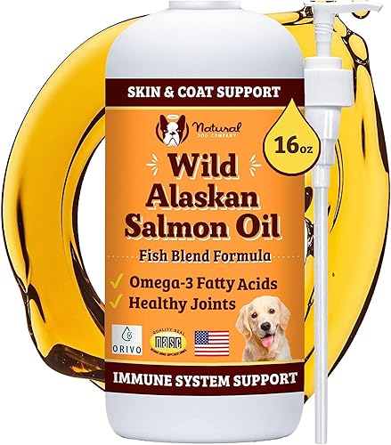 Natural Dog Company Wild Alaskan Salmon Oil for Dogs - Omega 3 Fish Oil Supplement with EPA & DHA for Skin, Coat, I