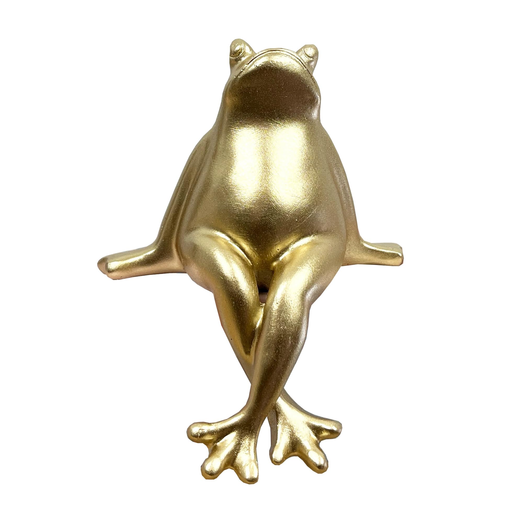 Alfie Francis Resin Gold Coloured Wall/Shelf/Edge Sitting Glossy Green Resin Frog Ornament Figurine Statue Home Decoration
