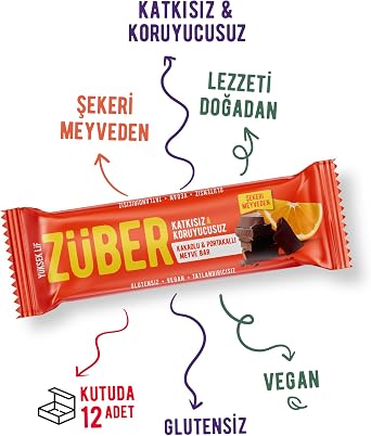 Züber Kakaolu ve Portakallı Meyve Bar 40g x 12 Adet