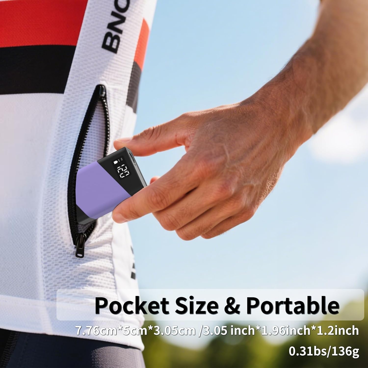 Mini Electric Bike Pump,Compatible with Presta Schrader Clik Dunlop Valves,120 PSI Portable Inflator with LED Display, 50s Fast Inflation, Pressure Memory, USB-C Rechargeable