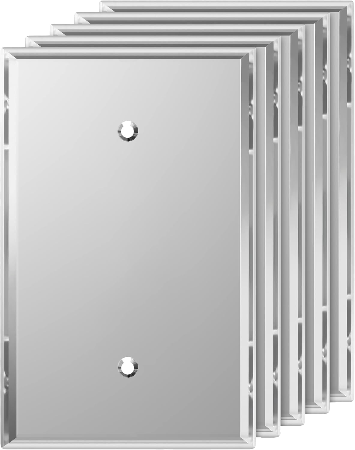 LIDER Reflective Acrylic Blank Device Wall Plate, Mirrored Cover Plate, Plexiglass Wall Plate, Acrylic Glass, Oversized 1-Gang 5.25" x 3.44", LWP-01O-ASV5P, Silver, 5 Pack
