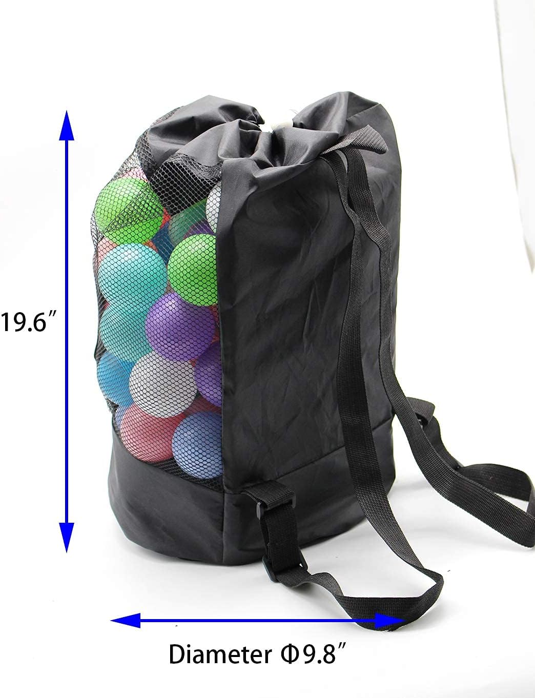 Large Beach Toys Mesh Black Bag,Adjustable Shoulder Strap, Drawstring, Beach Toy Bag For Children Used in Beach, Swimming, Outdoor Activities