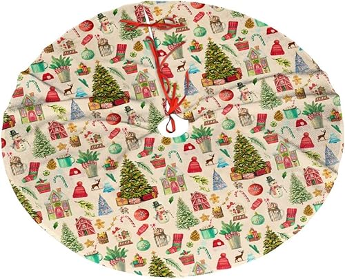 Vista 71 de Cute Gingerbread Candy Christmas Tree Skirt 30 Inches Pink Santa Tree Skirts Farmhouse Xmas Tree Mat Ornaments Decorations