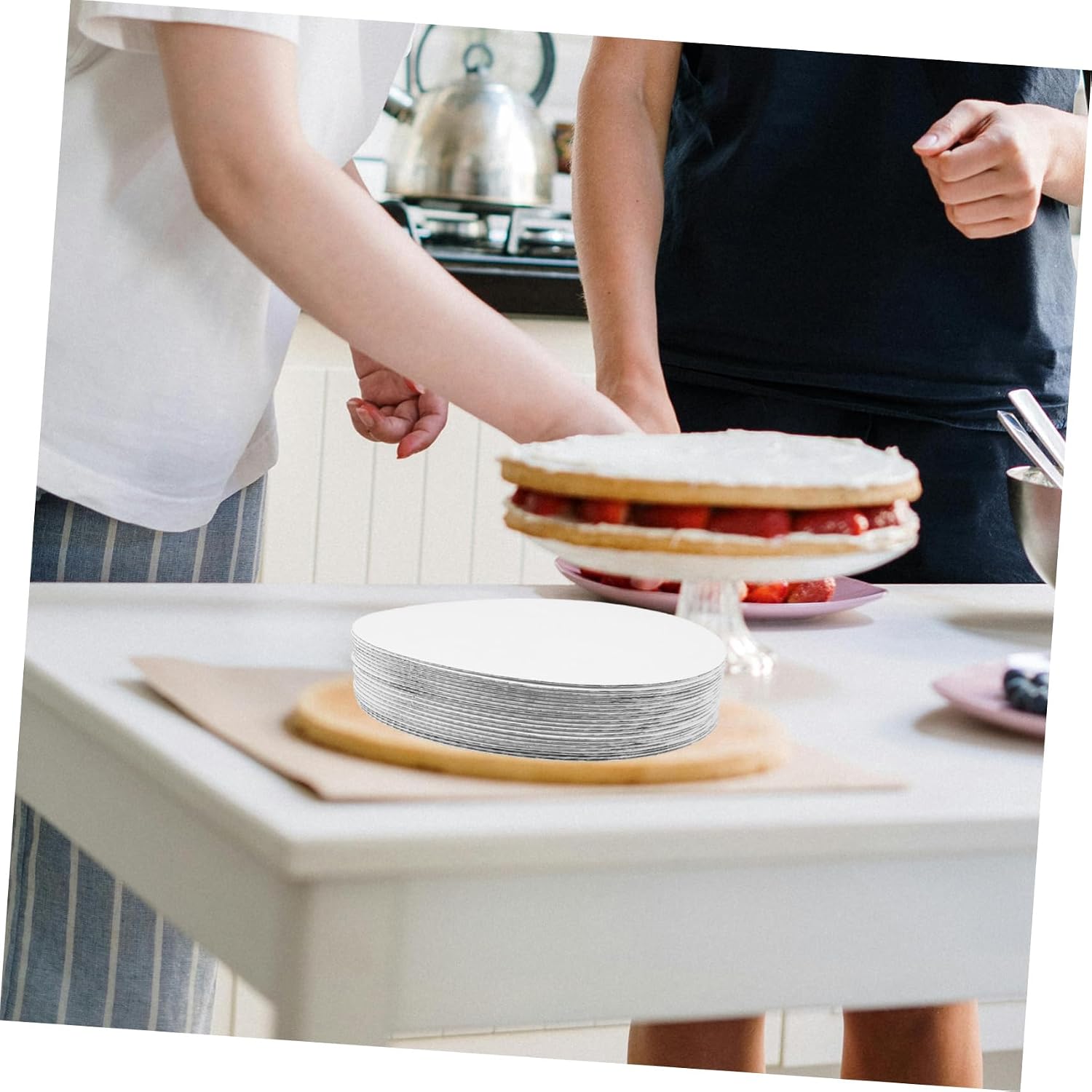 SHOWERORO 20pcs Cake Boards Sturdy Disposable Dessert Serving Plates for Weddings Birthdays Bakeries Food-grade Paper Cake Display Base