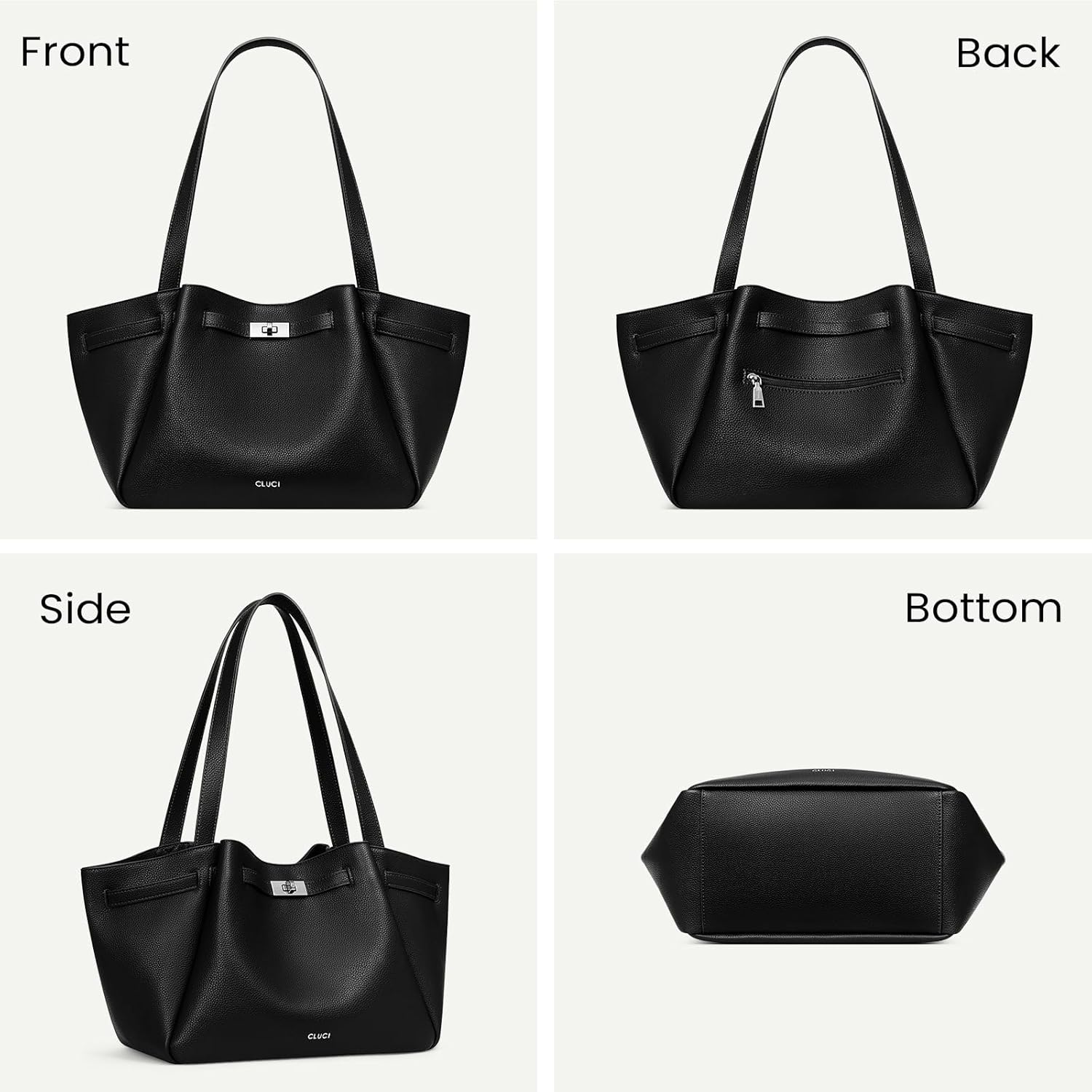 CLUCI Large Tote Bag for Women, RFID Blocking Work Bag, Vegan Leather Laptop Handbag, Waterproof Travel Purses