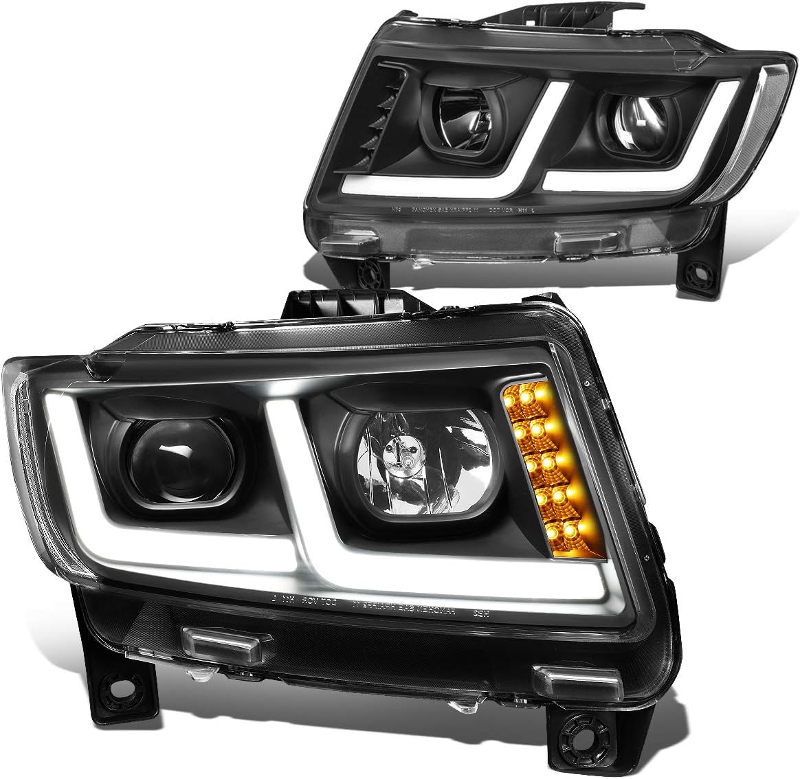 DNA Motoring HL-HPL-JGC11-BK-CL1 Pair LED Drl Projector Headlight (For 11-13 Jeep Grand Cherokee)