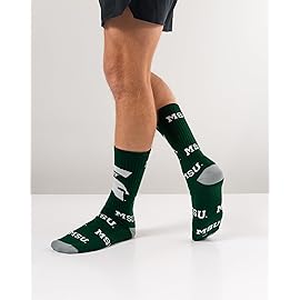 TCK Michigan State Spartans Mayhem Crew Socks (Green/Grey/White, Medium) - Michigan State Spartans,Medium