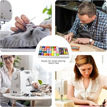 60 Color Sewing Thread Set, Sewing Machine Threads with Bobbins Needles Spool Polyester Thread Kit Colorful DIY Embroidery Threads Assortment