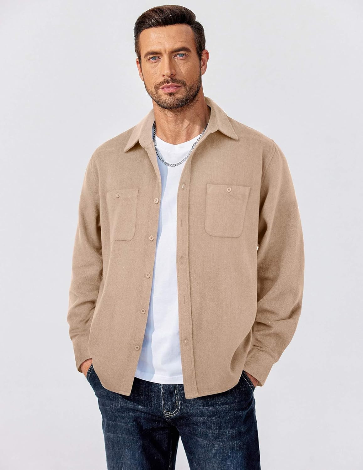 COOFANDY Men's Flannel Shirts Long Sleeve Casual Cotton Plaid Button Down Shirt Jacket with Pockets - Image 2