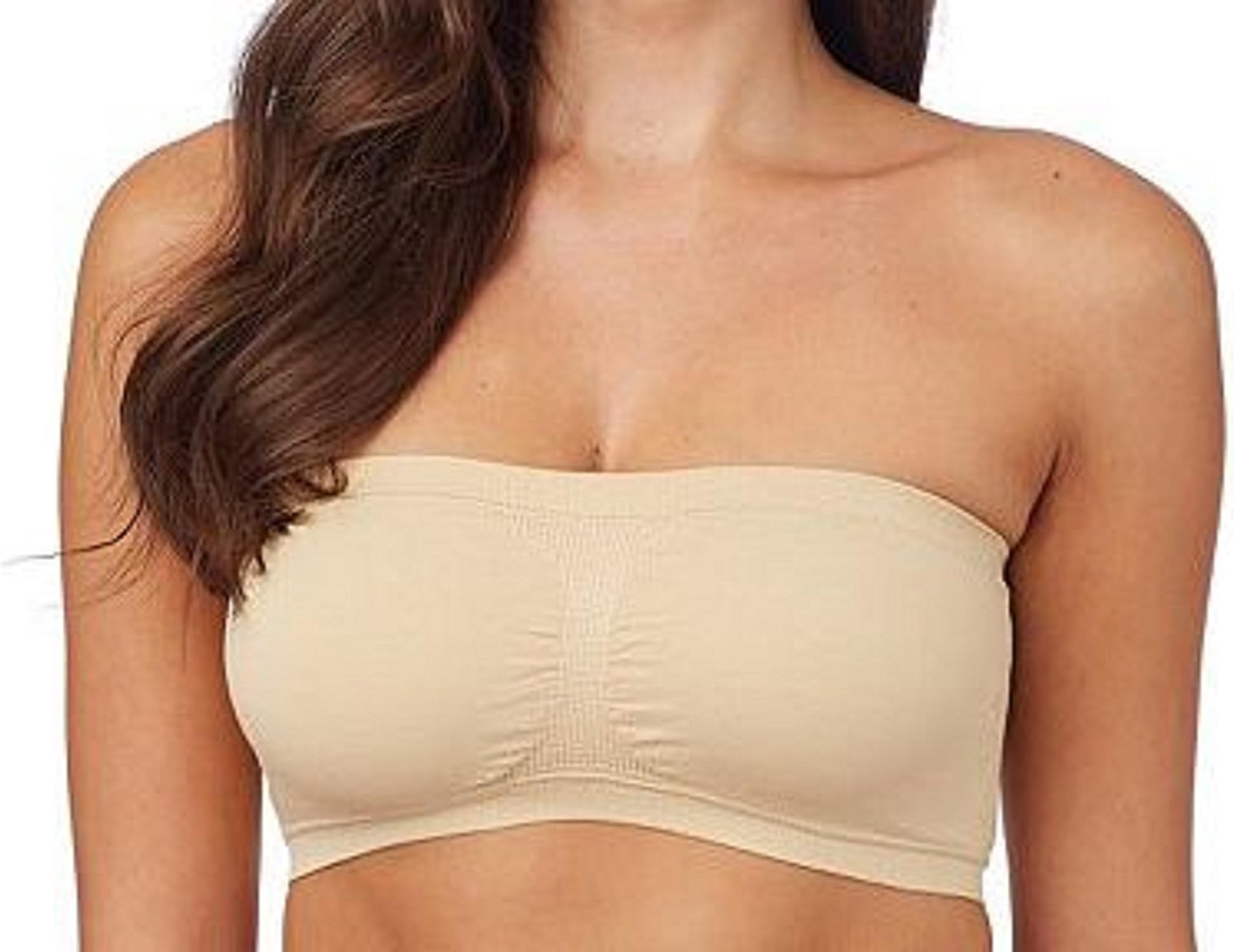 Bandeau Bra New Women Ladies Strapless Seamless removel Padded Boob Tube Tops Bra (3XL, Nude)