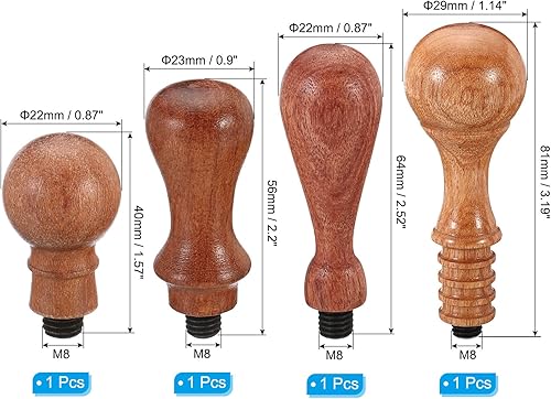 Miniatura 2 de PATIKIL Mango de sello de cera solamente, paquete de 4 manijas de sello de repuesto de mango de madera para sobres de tarjetas de invitación de boda