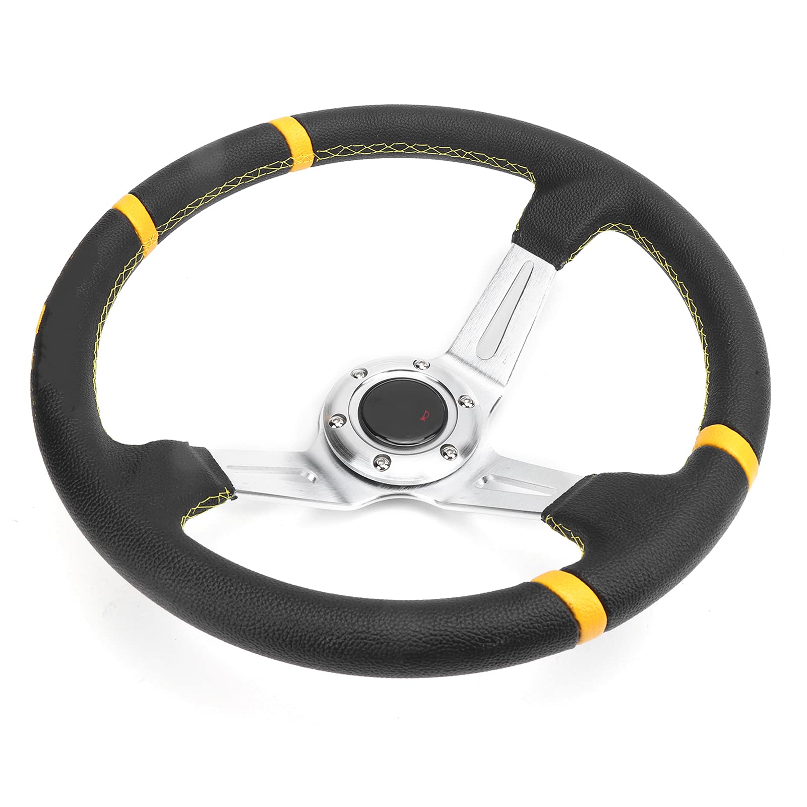 Sportowa Kierownica Deep Dish Racing Style Ręczne Szycie Części Samochodowych 14 Cali/35 Cm Czarna Rama Aluminiowa PU