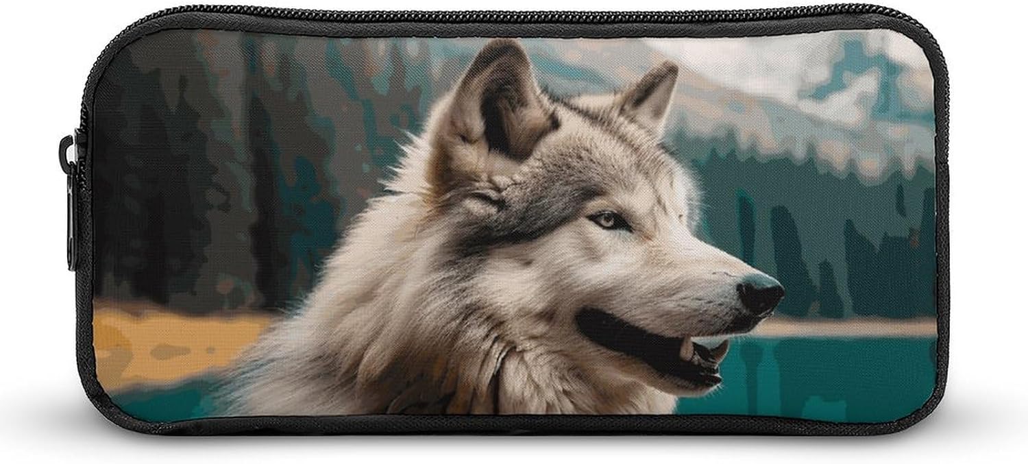 Fun Animal Wolf Pencil Pouch Soft Large Capacity Pencil Case