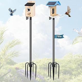 Gtongoko Smart Bird Feeder Pole 1-Inch Dia 2 Pack 79 Inch Bluebird House Pole for Outdoors Weather Station Heavy Duty Metal Mounting Kit Adjustable Bird Feeder Stand Black