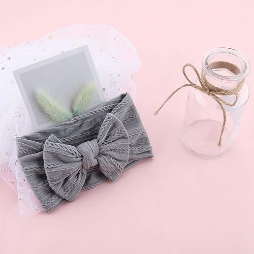 Miniatura 7 de Makone - Diadema elástica de nailon con moño para bebés y niñas 8 unidades