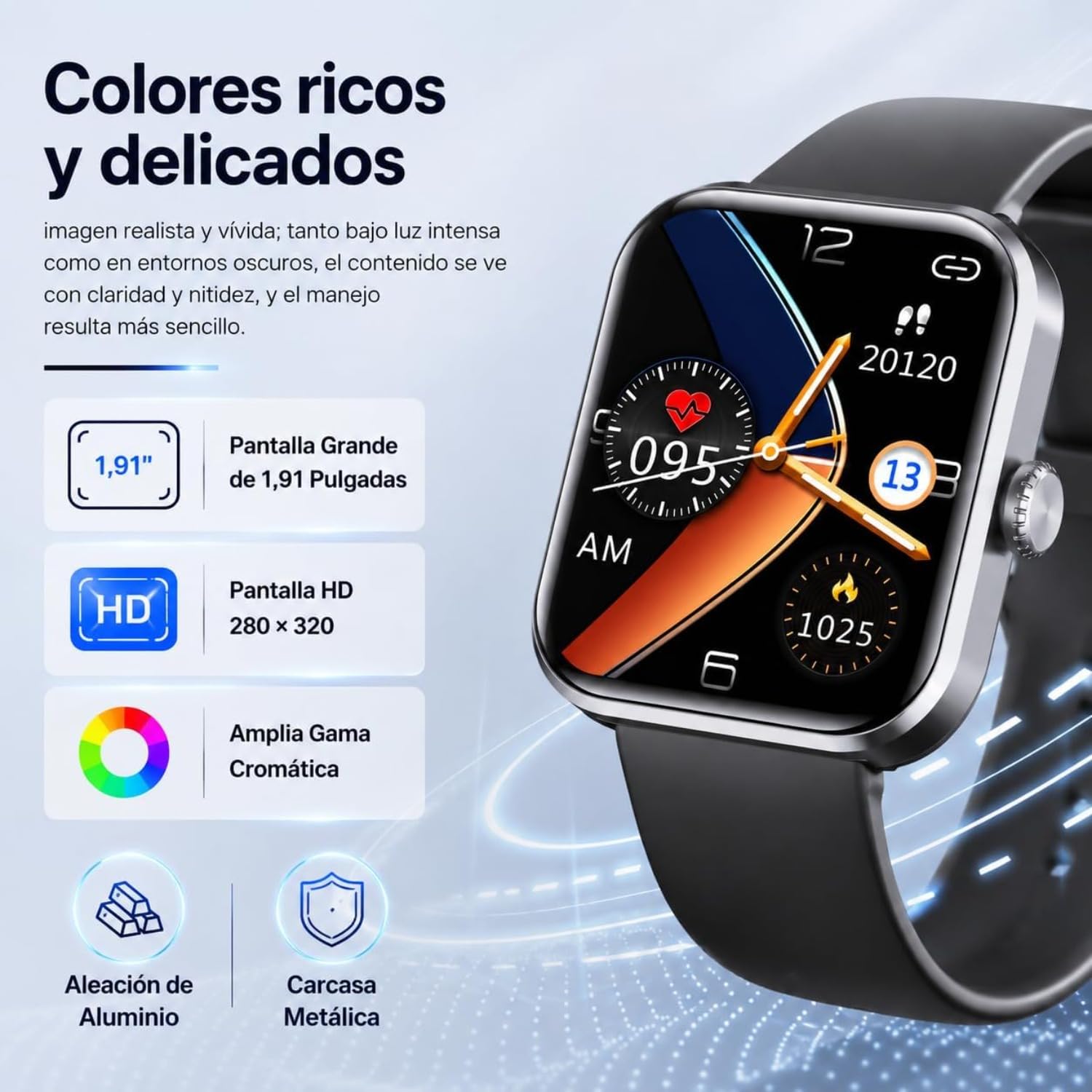 Cozey Maison GLUCOWATCH HD Pantalla Táctil, Monitorea Pasos Calorías Sueño, Modos Deportivos, Notif Bluetooth, Impermeable Ligero para Hombre Mujer Diario (Negro)