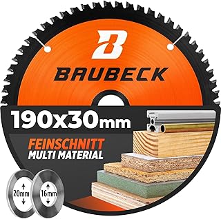Multi Material Disco sierra circular 190mm - Disco 190 x 30 para madera, aluminio y mucho más. - Anillo de reducción gratuito para disco sierra circular 190x20 (20mm) y disco 190x16 (16mm)
