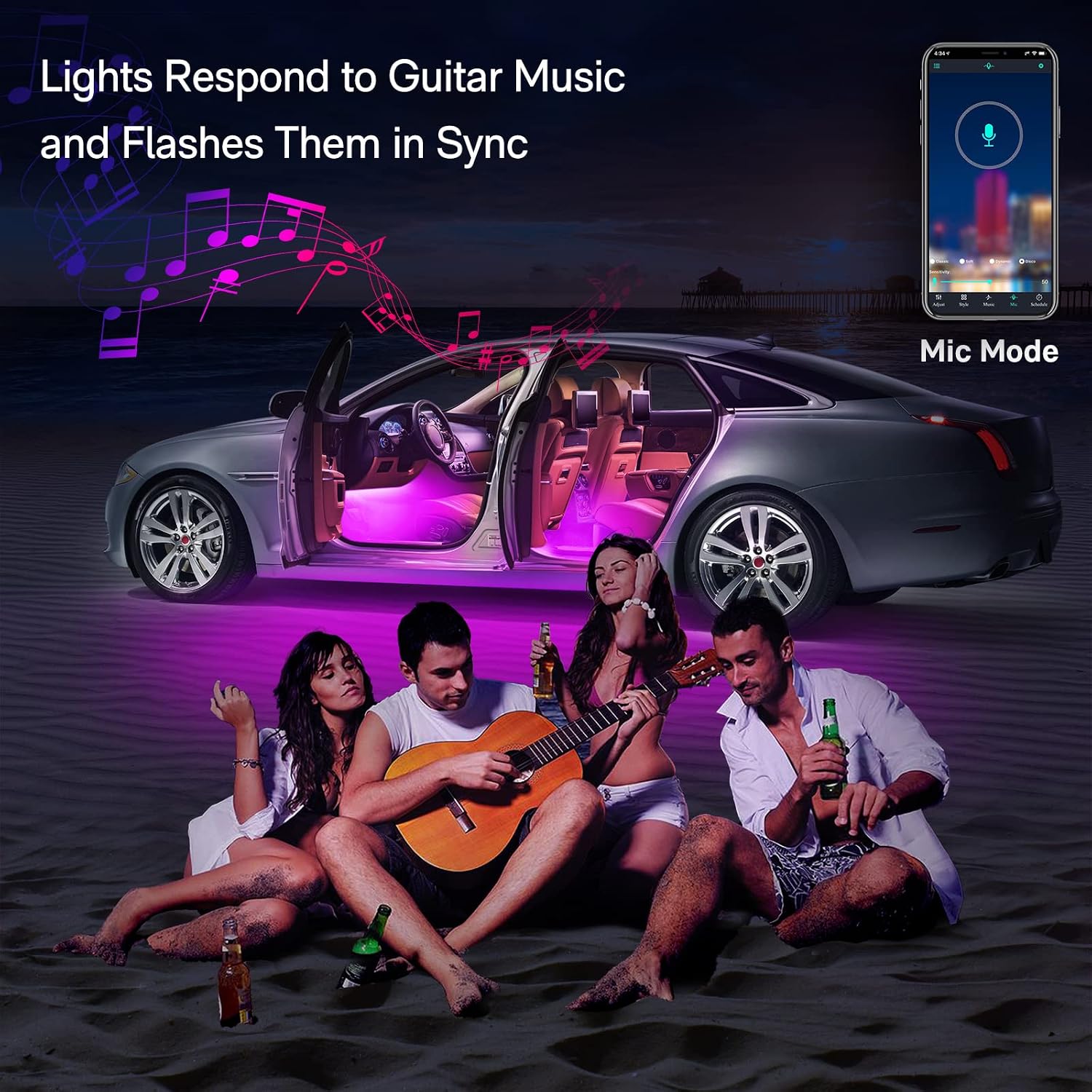Buy LED Lights for Car, CT Capetronix Car LED Lights Car Accessories, App  Control with Remote, Music Sync Interior Car Lights, DIY, Under Dash RGB  LED Strip Lights for Car, Truck (12V