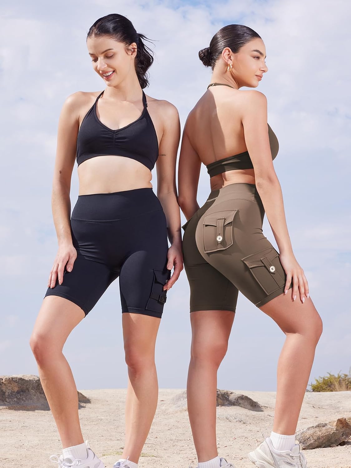  CoreFlex Women Workout Cargo Shorts 8" | Hidden Scrunch, High Waisted, Gym, Yoga, Booty Scrunch Butt thumbnail
