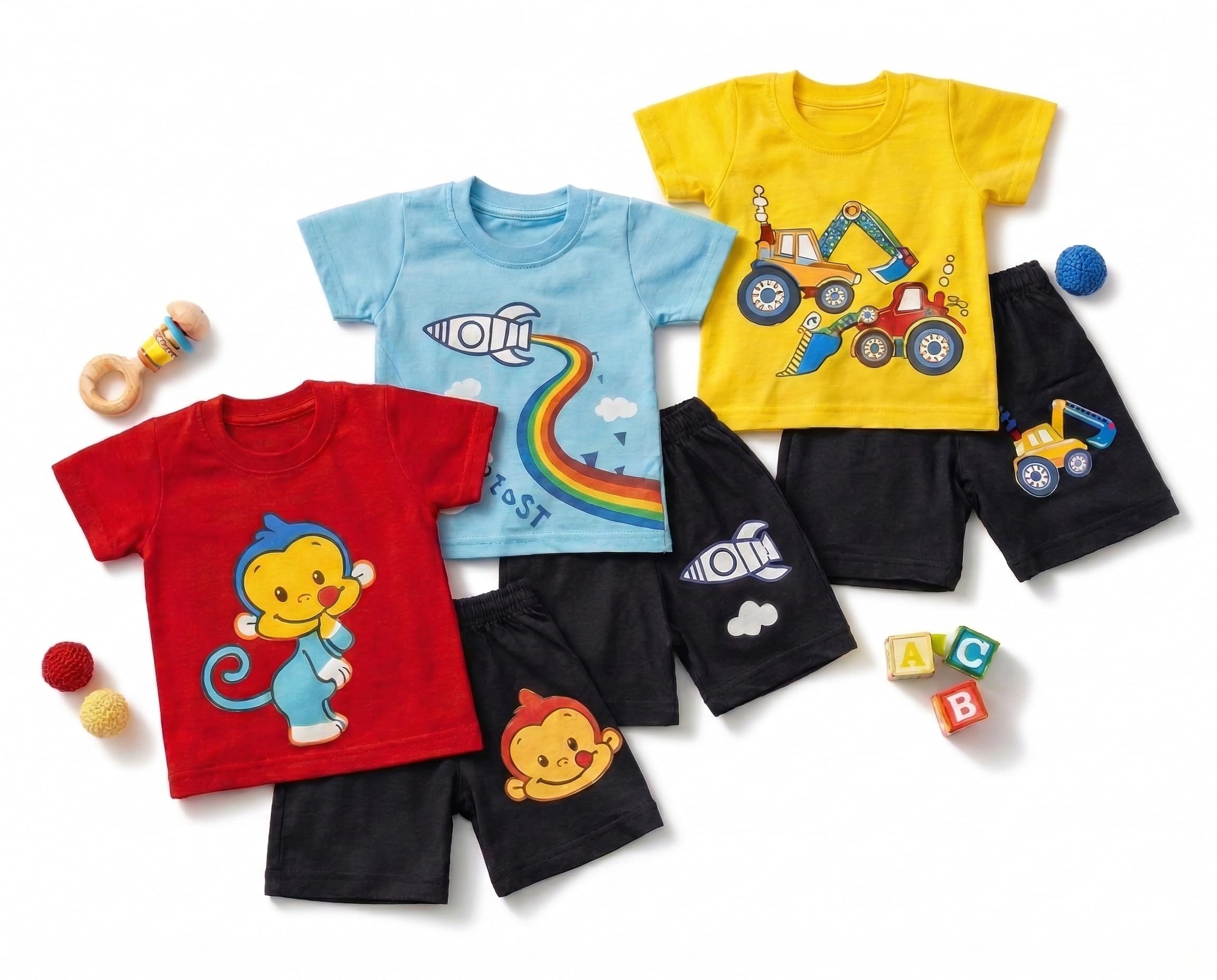 jimmy jammy Baby Clothing Set for Boys & Girls Pack of 3 – Pure Cotton T-Shirt & Shorts Summer Dress Combo for Infants & Toddlers Soft Breathable Unisex Baby Clothes Size 0 upto 24 Months-picture-37