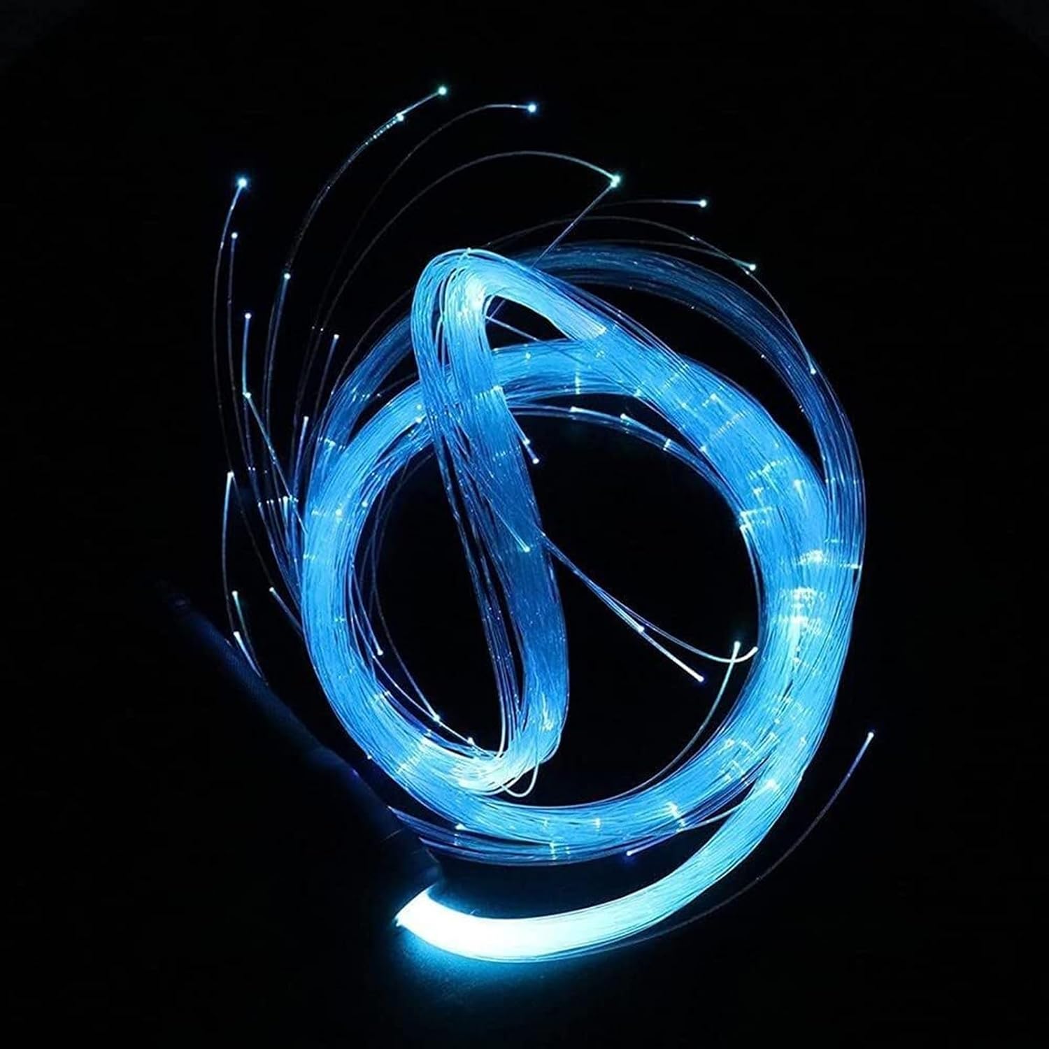 LED Fiber Optic Dance Whip, 4 Light Changing Modes, Fiber Whip Optical LED Flash Rope Light Black Handle Dance Props Flow