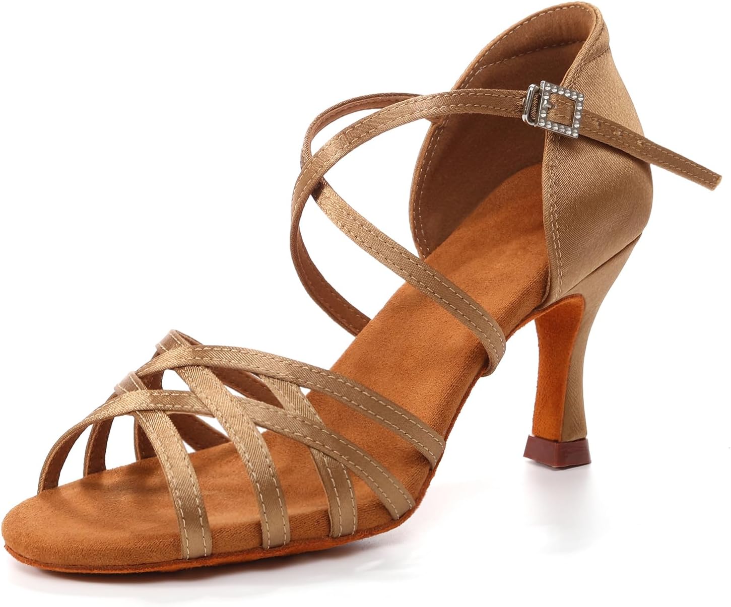 Latin Dance Shoes for Women Salsa Tango Bachata Satin Professional Ballroom Dancing Shoes 3 Inch Heel