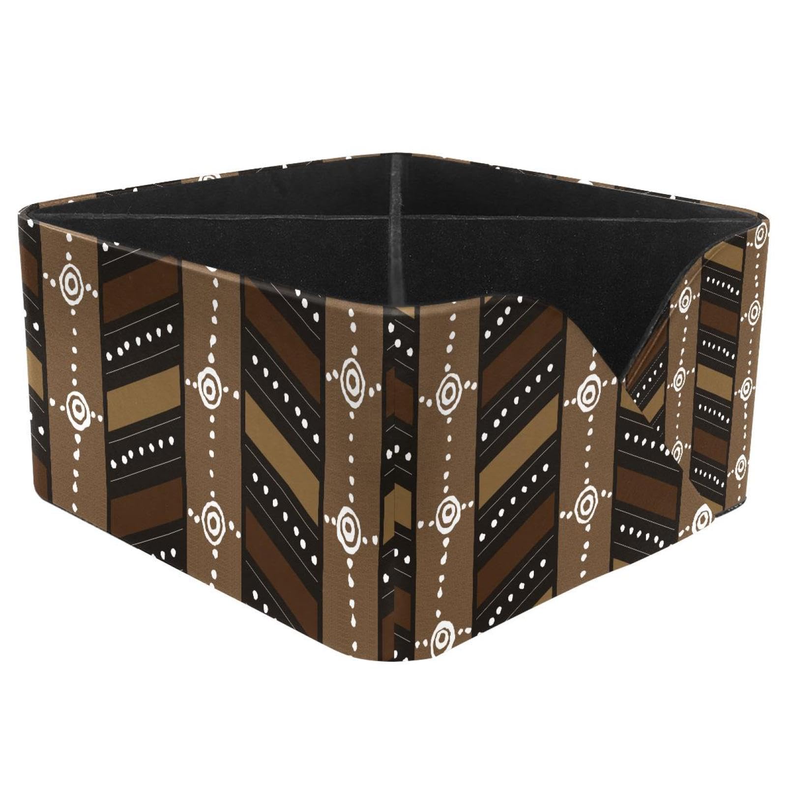 KengjuTesu African Dark Symbol Pattern Desktop Organizer Pen Holder, Rectangular Pencil Cup for Office, Study and Makeup Stations