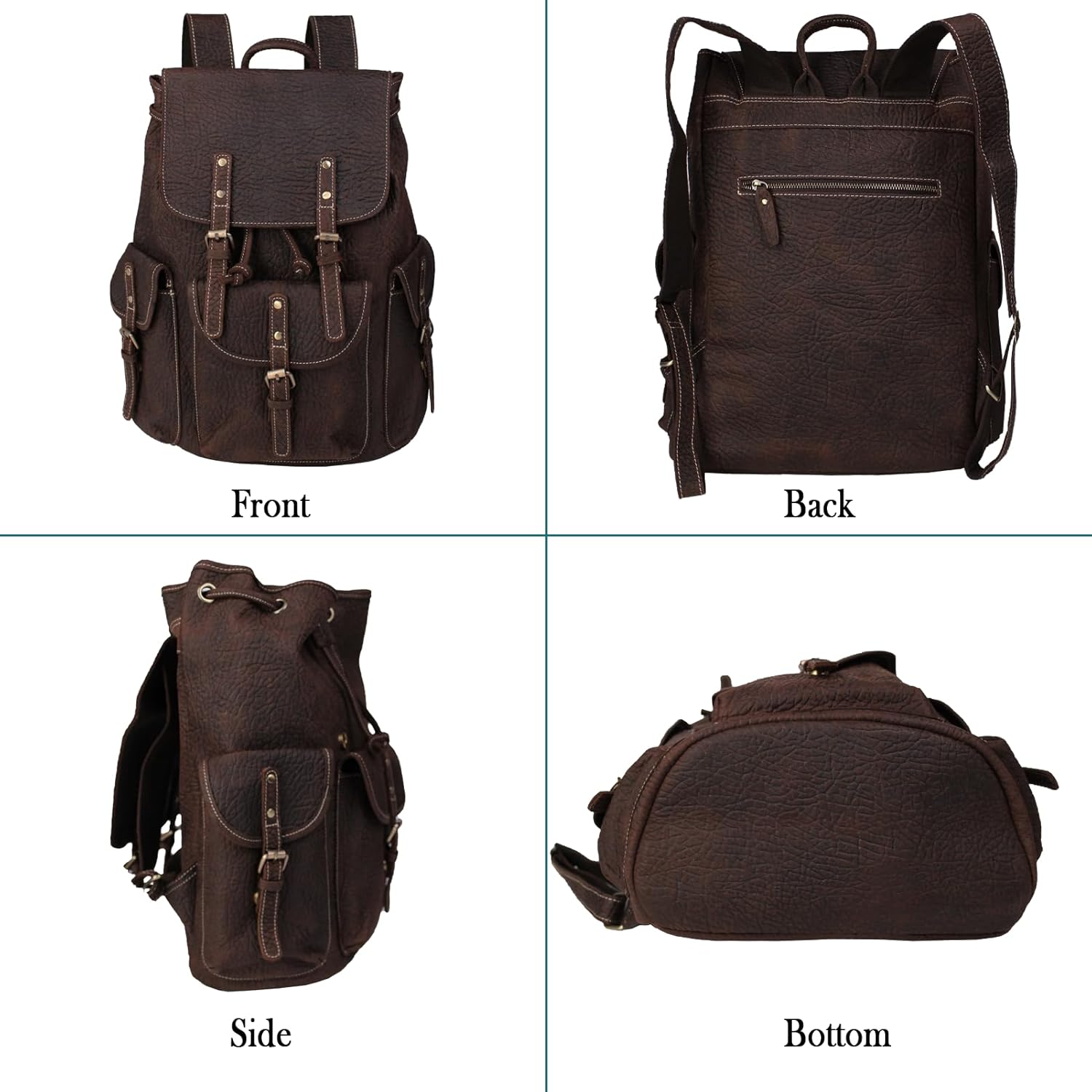 Genuine Leather Men'S Retro Backpack Suitable for 16-Inch Laptops for Business Travel Daily Backpack（9045-Elephant Gray）