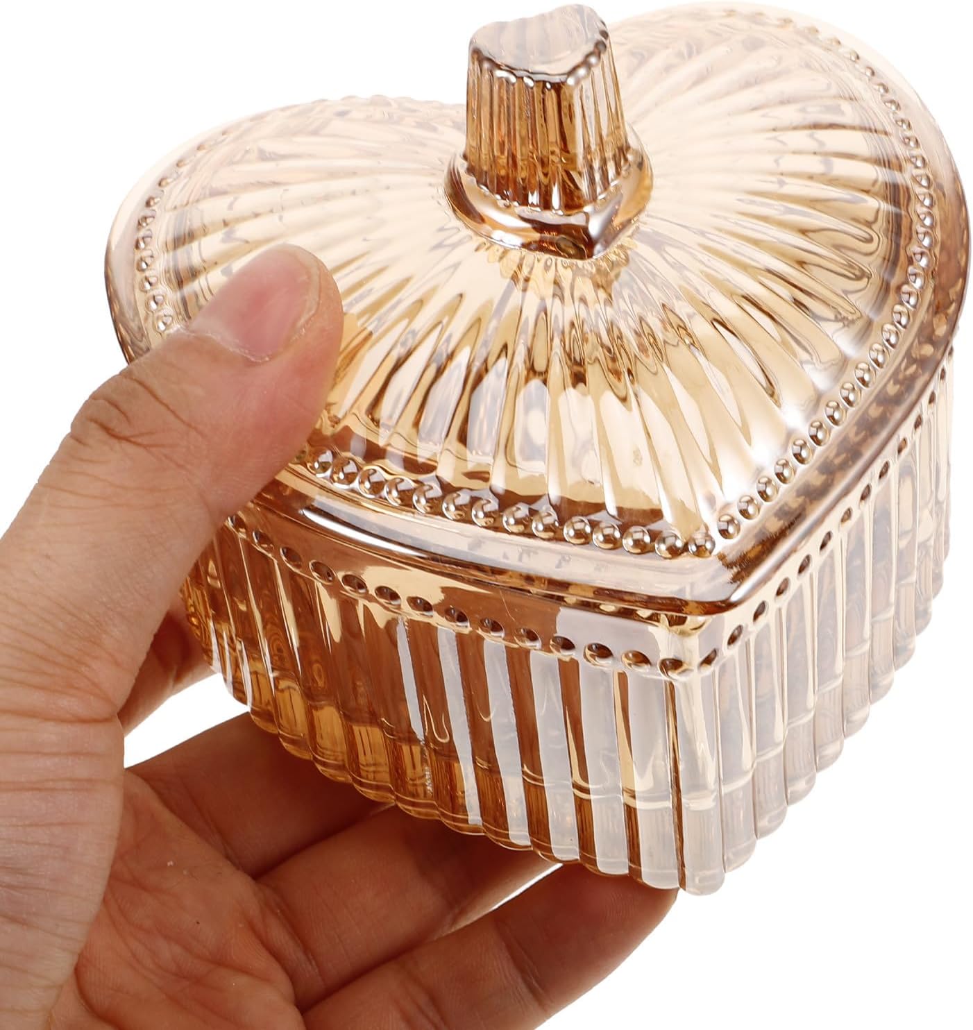 Heart Shape Glass Jar with Lid 188ml Orange Decorative Organizer image 4