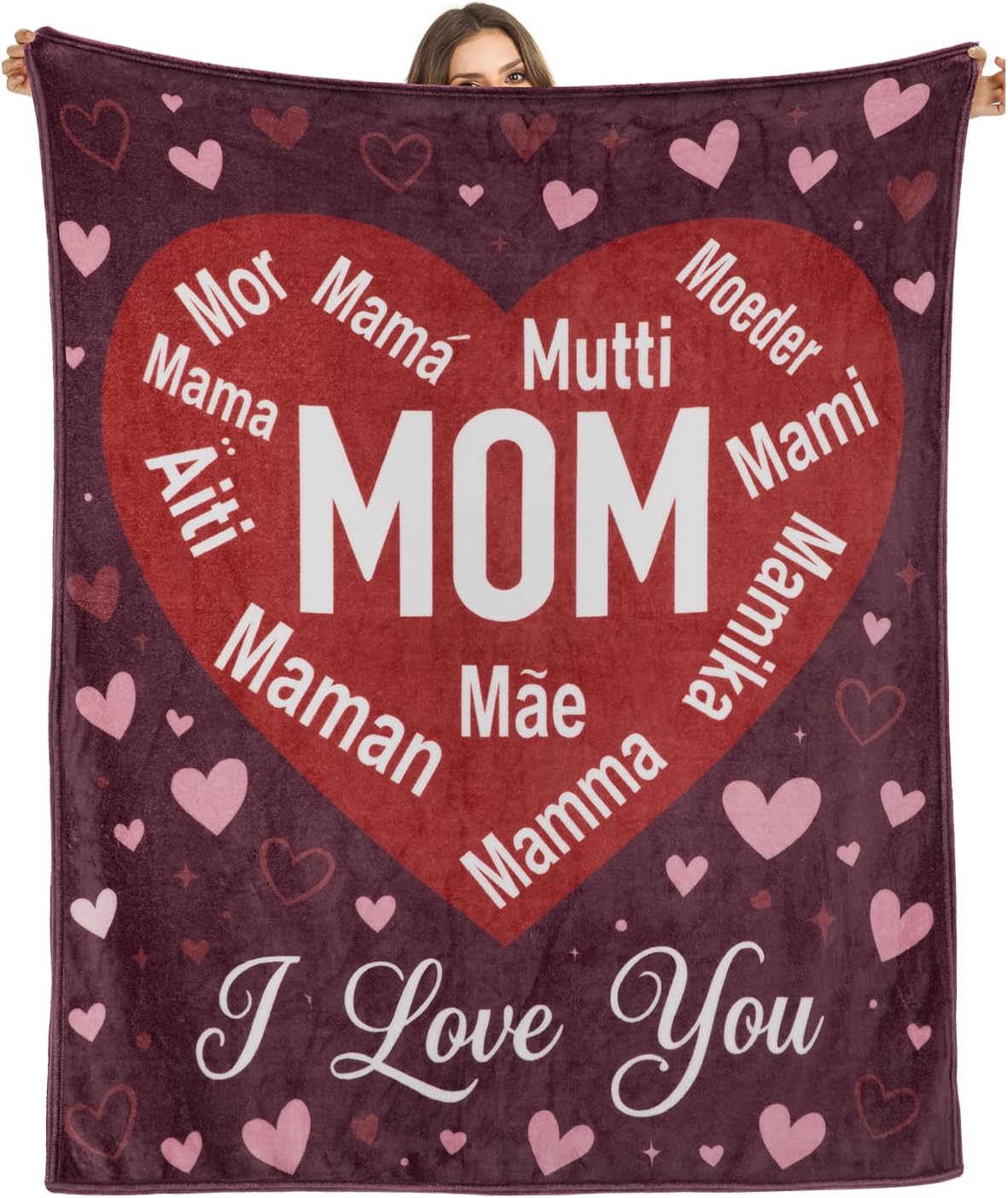 ROC PARTY Gifts for Mom, Mom Birthday Gifts Blanket, Valentines Day Moms Gift for Women from Daughter Son, We Love You Present for Mother Mommy Mothers Day Christmas 60" x 50"