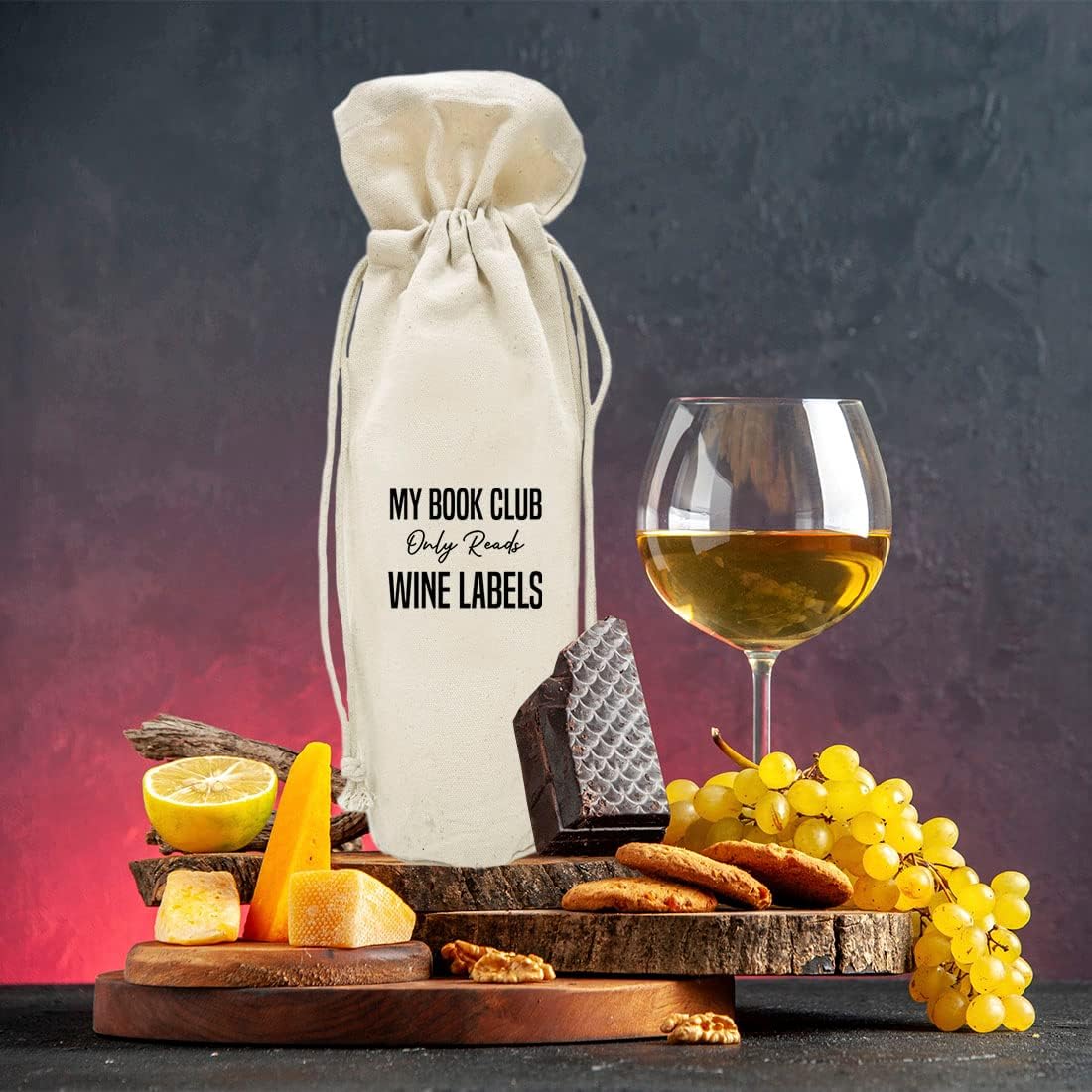 Andaz Press Mothers Day Wine Bag, My Book Club Only Reads, Mothers Day Wine Bottle Cover, Mother's Day Gifts, Canvas Wine Gift Bag Champagne Bottle Bag Wine Bags For Wine Bottles Gifts 1-Pack