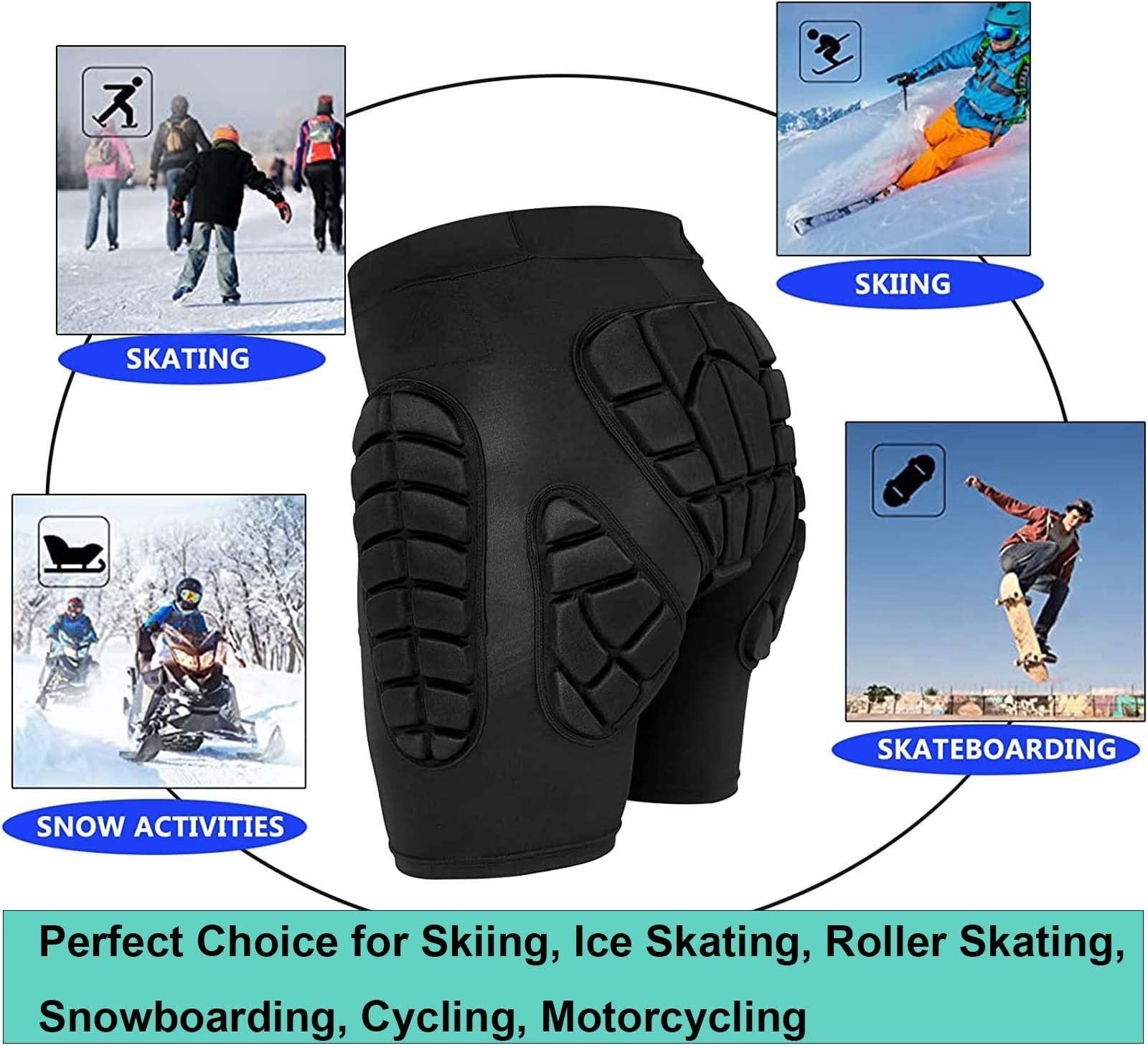 Męskie Wyściełane Spodenki Do Jazdy Na Deskorolce I Snowboardzie, Ochrona 3D Hip Butt Spodenki Kompresyjne Ochronne EVA Spodnie