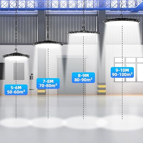 Miniatura 7 de 200W LED UFO alta luz de la bahía, 6500K luz diurna blanca 10000LM taller iluminación, IP65 impermeable tienda comercial industrial luces accesorios
