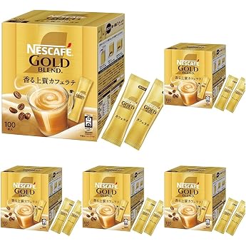 Nescafe Gold Blend, 100 Sticks, Cafe Latte, Cafe Aole, Individual Packaging x 5
