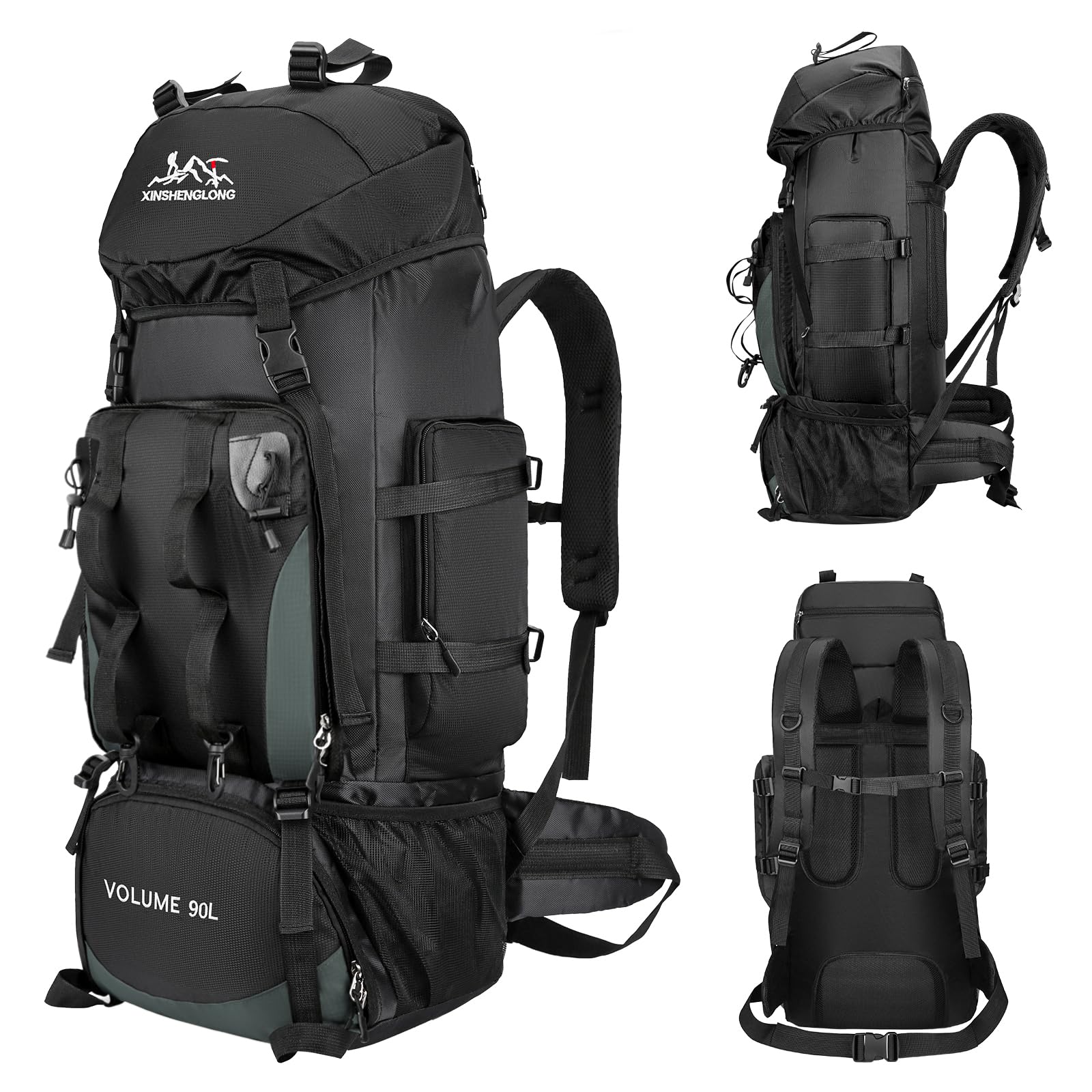 Axrye 90L Waterproof Hiking Backpack for Men, Large Capacity Travel Backpacks with Multi-Compartment, Lightweight & Breathable Rucksacks for Outdoor Camping, Trekking, Fishing