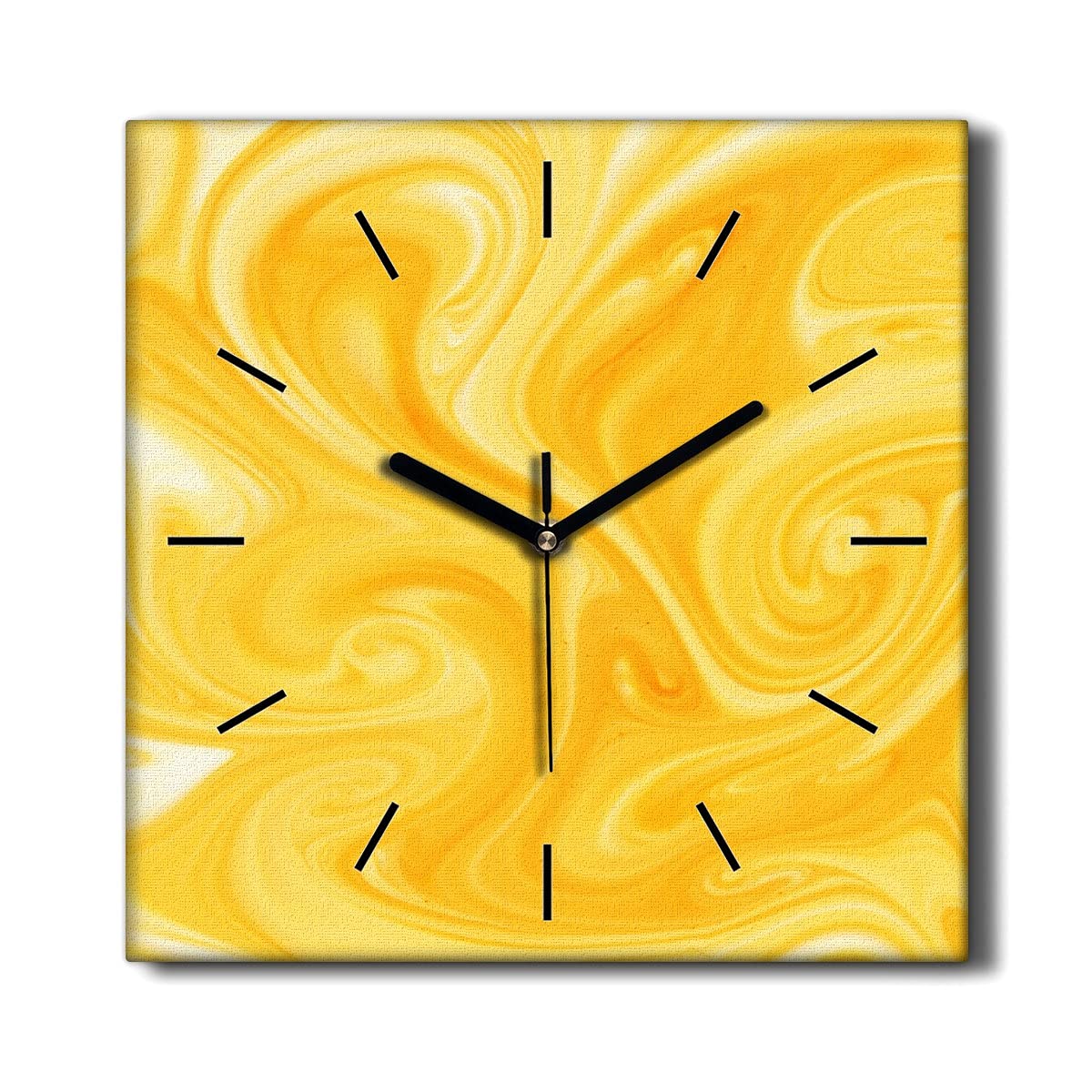 Horloge murale toile sans tic-tac Coloray : décoration salon moderne jaune 30x30cm